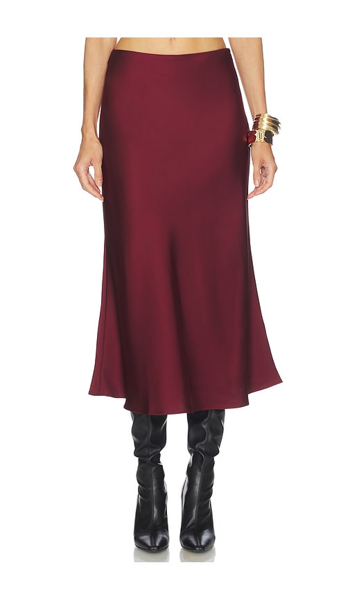 Astr The Label Windey Satin Midi Skirt In Red