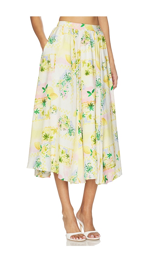 Astr Kaleigh Midi Skirt In Lemon Paradise In Multi