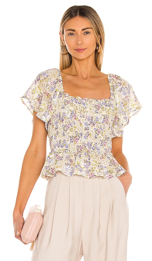 Astr January Top In Ivory Lilac Floral