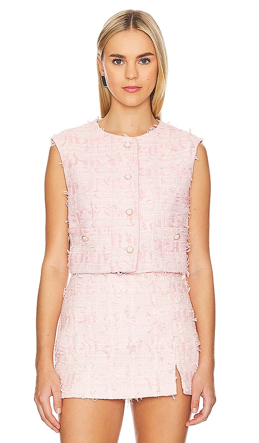 Shop Astr Francie Top In Pink Jacquard Tweed