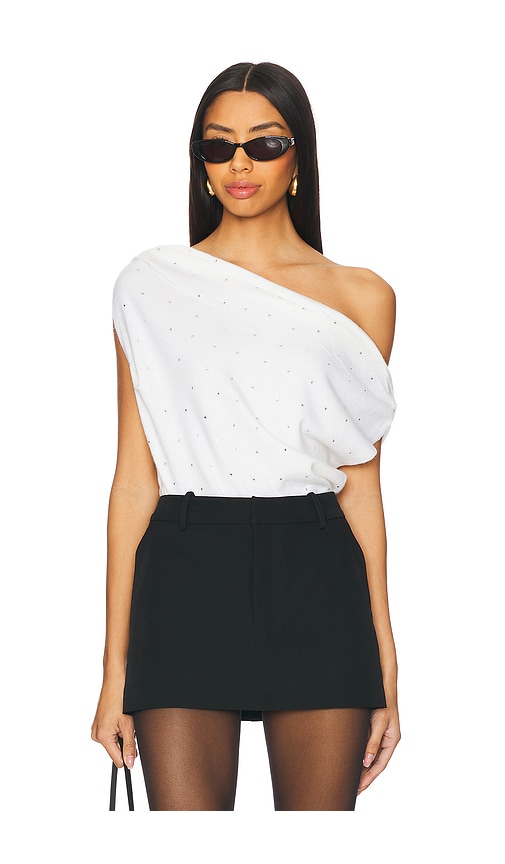 Astr The Label Devin Embellished One-shoulder Sweater In White