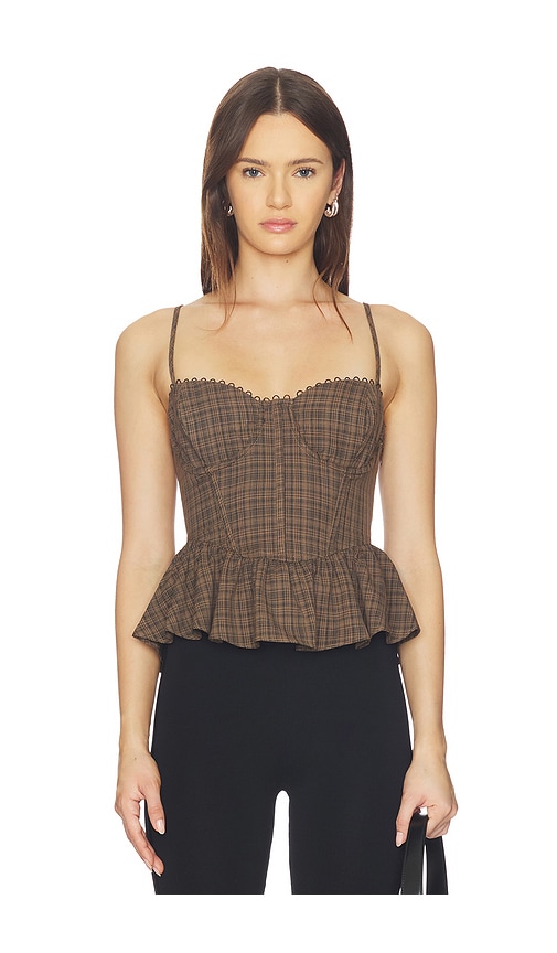 Baylin Top in Black & Brown Plaid
