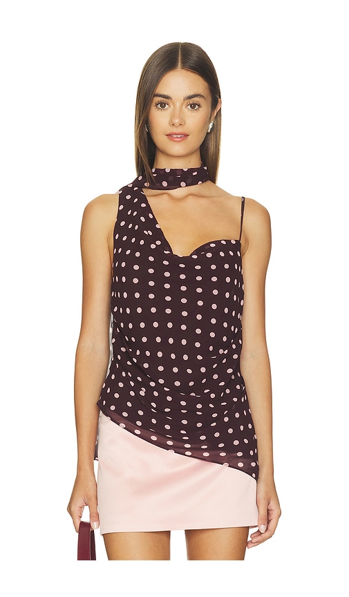 Adrie Top by Astr The Label in Brown Polka Dot
