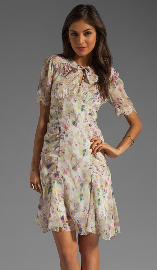 Bouquet Toss Print Crinkle Chiffon Dress