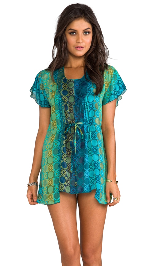 Geometric Tonal Print Mesh Crepe Dress