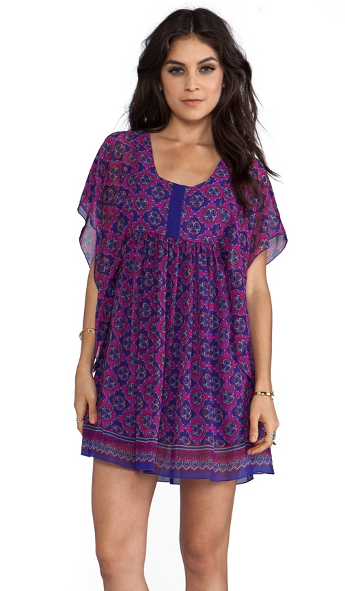 Foulard Border Print Chiffon Dress