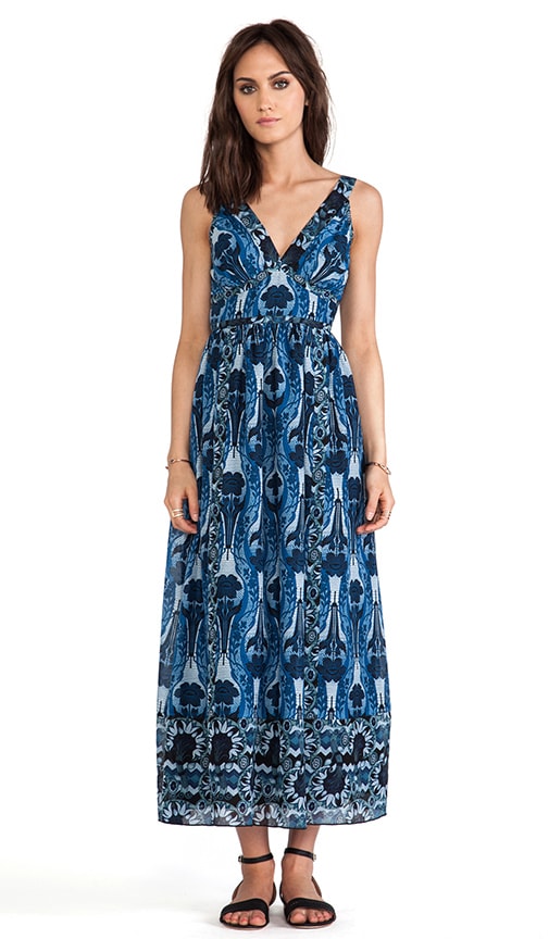 Zig Zag Bouquet Print Maxi Dress
