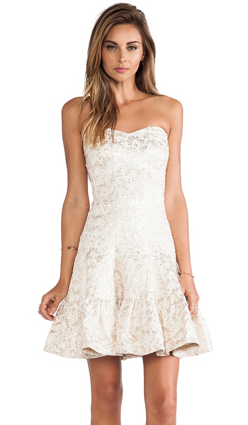 Metallic Daisy Jacquard Strapless Dress