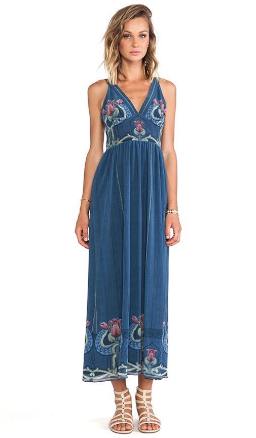 Serpentine Border Print Maxi Dress
