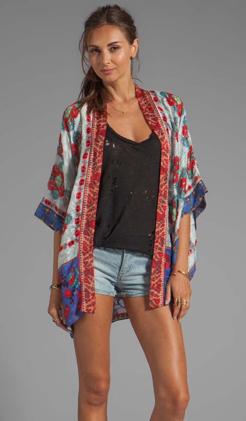Daisy Chain Scarf Print Jacquard Kimono