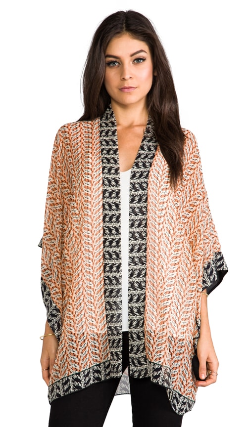 Parrot Print Chiffon Kimono