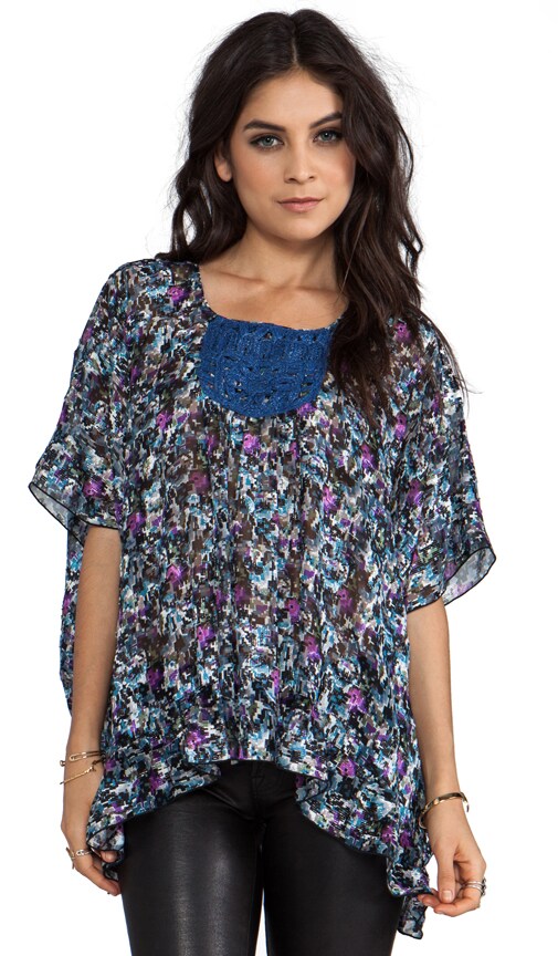 Digital Rose Print Floral Jacquard Top