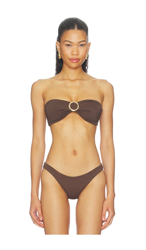 Away That Day Strapless Cayman Bikini Top In Brown