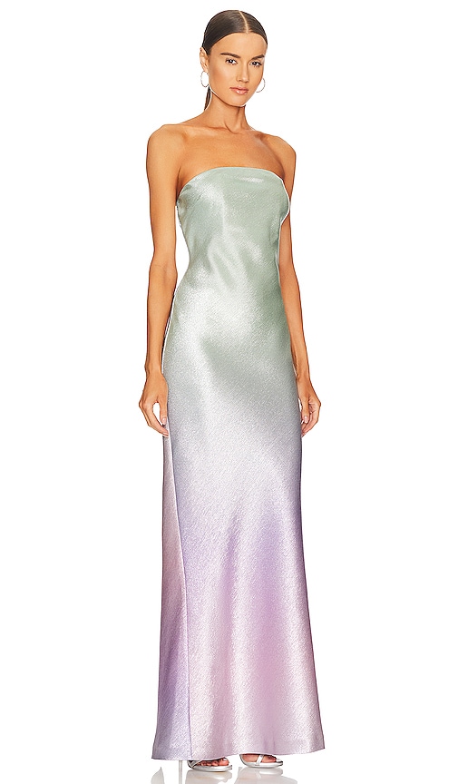 Shop Auteur Eva Ombre Bias Strapless Dress In Multi Ombre