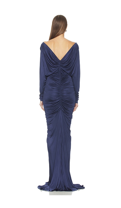  Atlein V Neck Ruched Gown In Navy. Größe 34/0. Also In 36/2, 38/4, 40/6. 