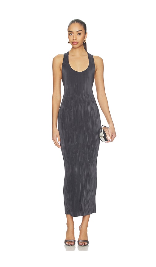 Pleated Tube Dress in Charcoal. - size 40 (also in 34, 36)