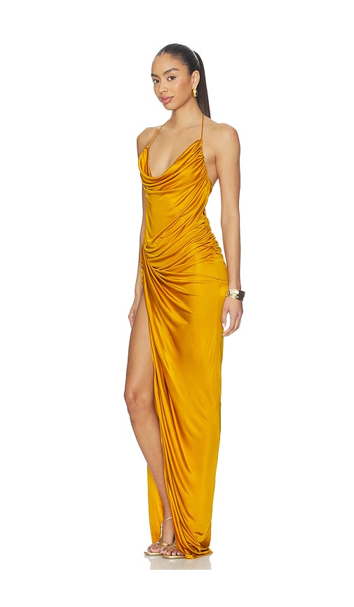  Atlein Drapiertes Midikleid In Mustard. Größe 34/0. Also In 38/4, 40/6. 