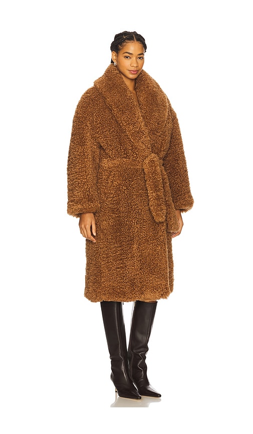 Atlein Long Teddy Wrap Coat In Brown