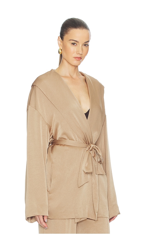 Atlein Hooded Wrap Jacket In Beige. Size S. Also In M, L. 