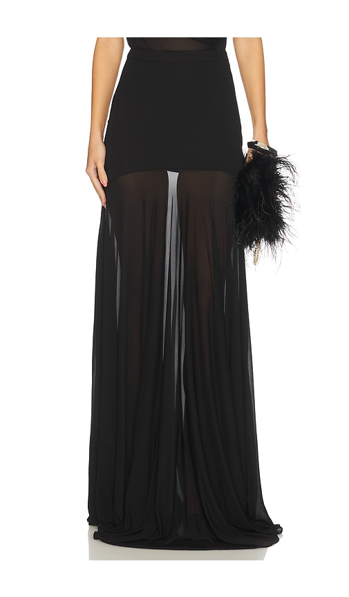Atlein Long Godet Skirt In Black