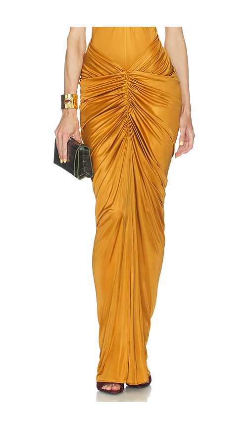 Ruched Pocket Long Skirt in Orange. - size 40/6 (also in 38/4)
