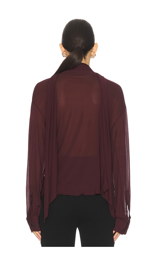  Atlein Draped Collar Blouse In Burgundy. Size 34. Also In 36, 40. 