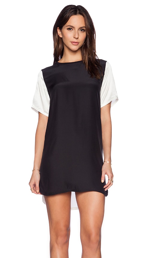 Silk Tee Dress with Contrasting Sleeve