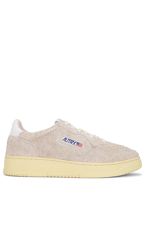 スニーカー Autry Glittered Sand And White Medalist Low Sneakers Autry Glittered Sand And White Medalist Low Sneakers