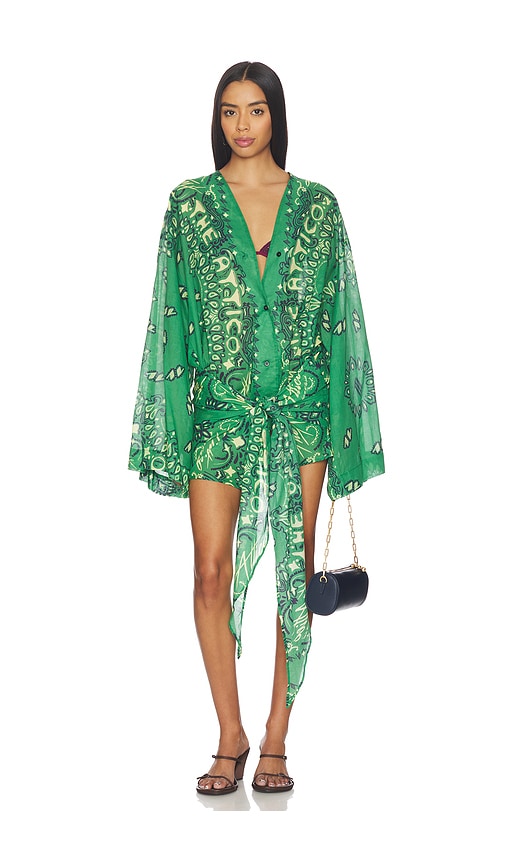 green bandana dress THE ATTICO Cotton Wrap in Print NEWSPRING25