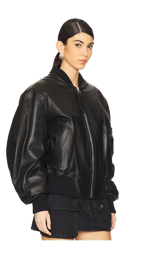 Attico Anja Bomber Leather Jacket In Black