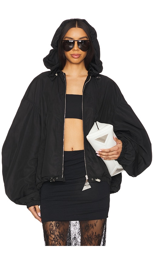 Attico Oversized Black Hooded Bomber Jacket