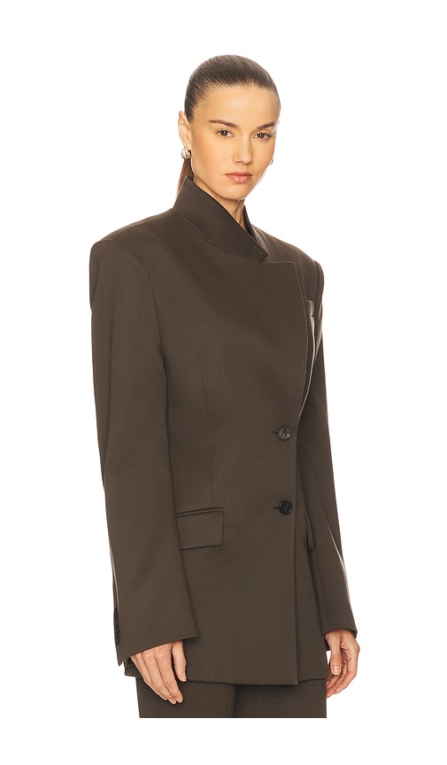 Attico Lapel Jacket With Flap And Chest Pockets In Brown