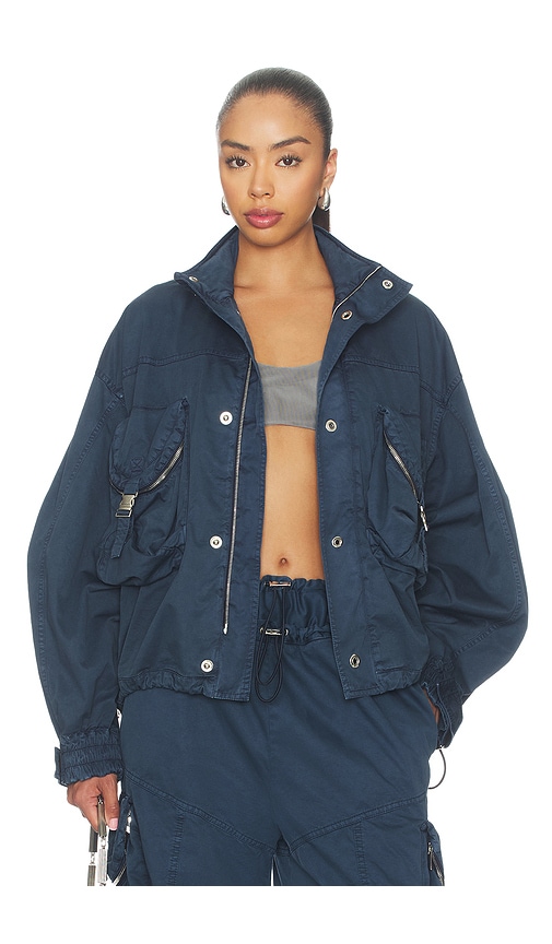 Attico Utility Bomber Jacket In Washed Blue