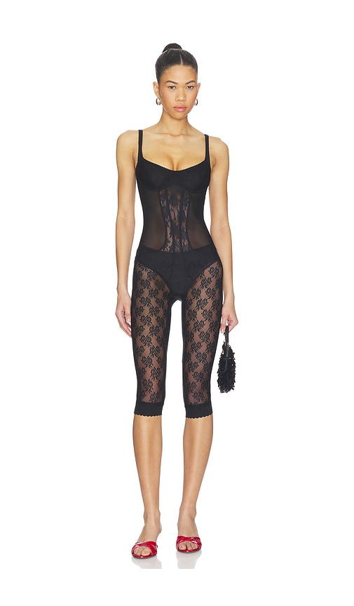 Attico Lace Overall Catsuit In Black