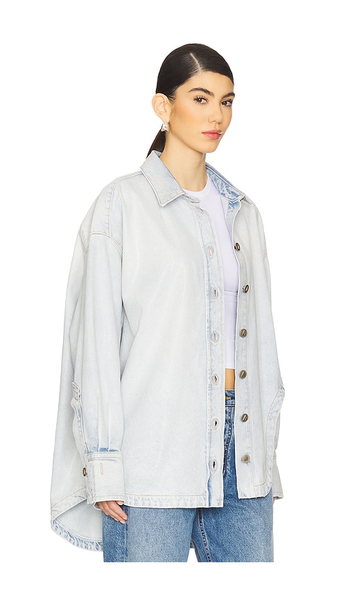 Attico Glossy Coated Denim Monogram Shirt In 浅天蓝色