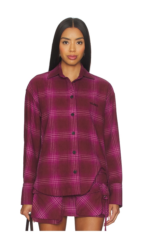 THE ATTICO Check Shirt in Burgundy