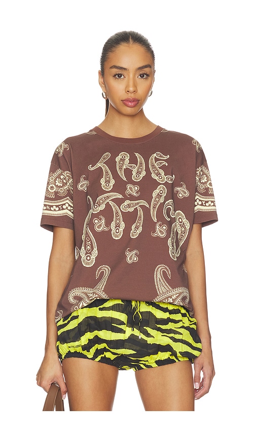 THE ATTICO Paisley T-Shirt in Brown. Size 36. Also in 38, 40, 42, 44.