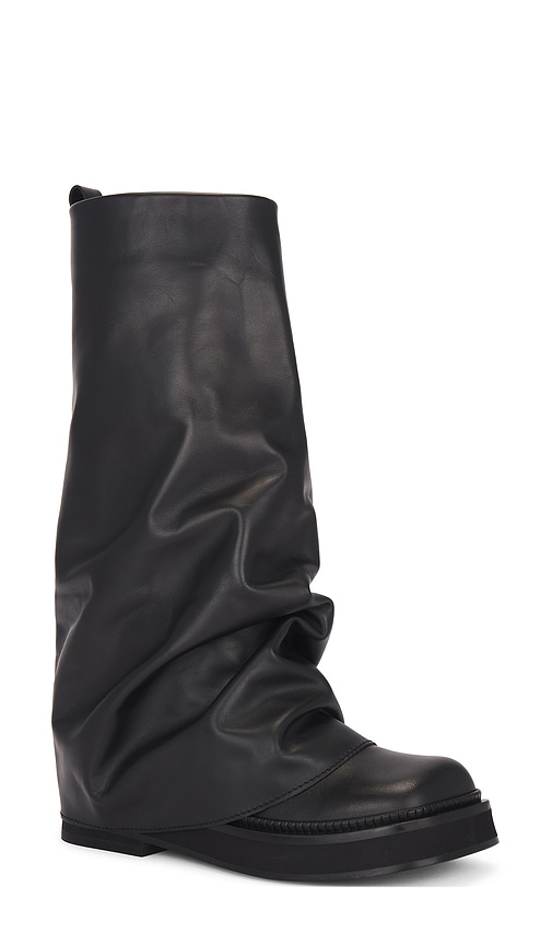 Attico Robin Boots With Square Toe And Logo Plate On The Back In Black Leather For Women