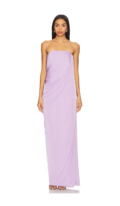 chinese dress ladies Zapaka Women Lavender Flower A-Line Long Bridesmaid Dress with Slit Spaghetti Straps Pleated Long Formal Dress, Lavender Flower / US2 main image 1