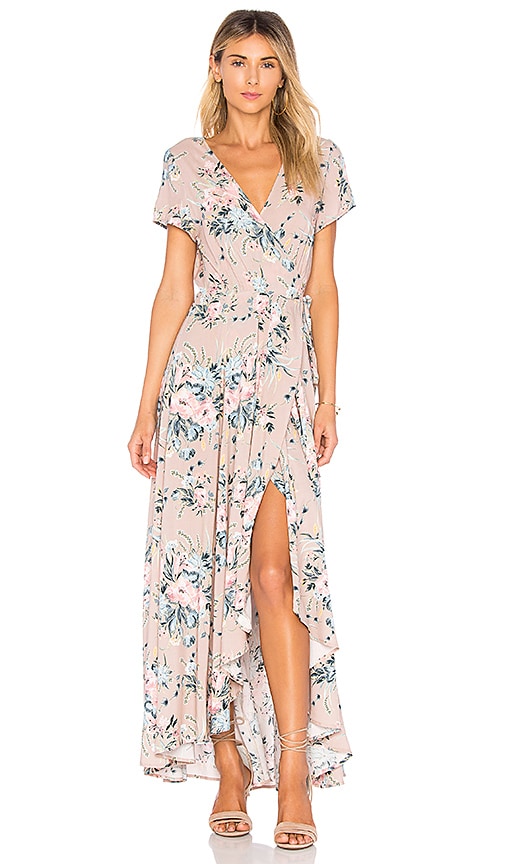 AUGUSTE Scarlett Wrap Maxi Dress in Blush | REVOLVE