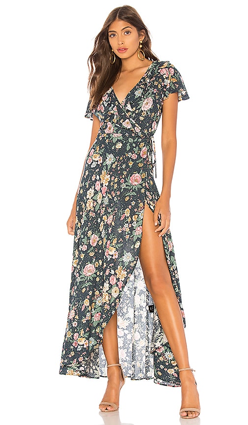 AUGUSTE Spring Rose Wrap Maxi Dress in 
