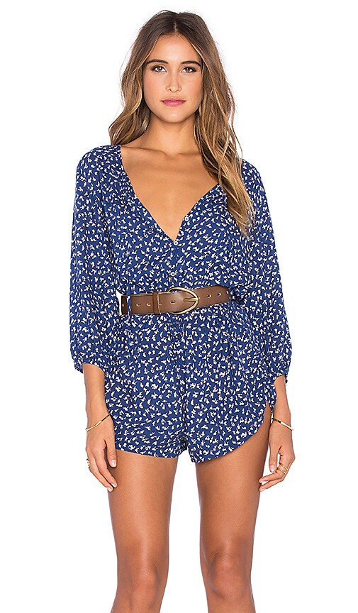 AUGUSTE Roaming Romper in Navy Tiny Floral | REVOLVE