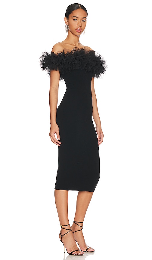 Shop Autumn Cashmere Tulle Off-the-shoulder Dress In Black