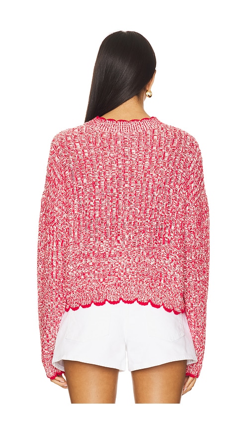  Autumn Cashmere Rundhalsoberteil Mit Leitermuster Und Kontrastabschlüssen In Red. Größe Xs. Also In S, M, L. 
