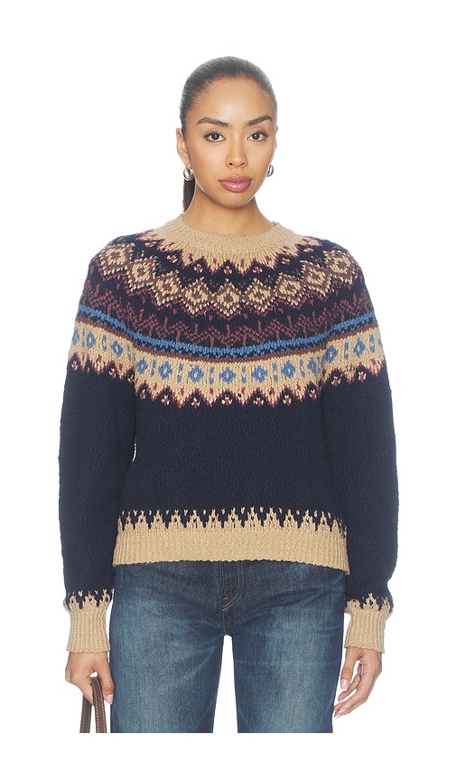 Autumn Cashmere Chunky Fair Isle Crew Sweater In Blue