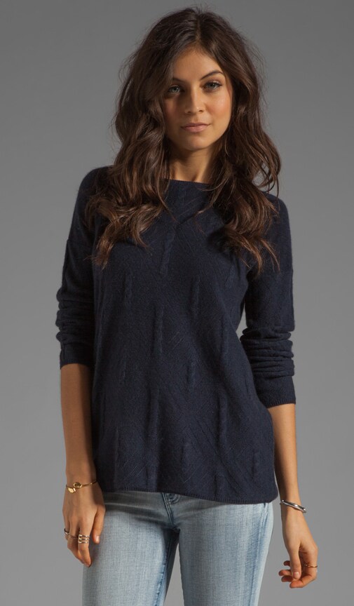 Cable Diamond Pointelle Boatneck