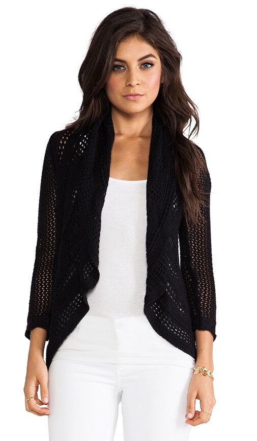 3/4 Sleeve Pointelle Drape Cardi