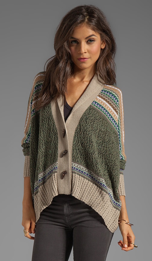 Fairisle Shawl Collar Oversize Cardigan