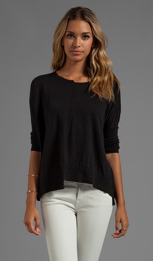Tissue Cashmere Crew with Uneven Rib