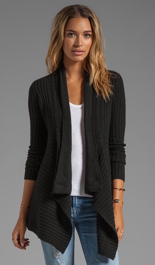 New Rib Drape With Cable Cardigan